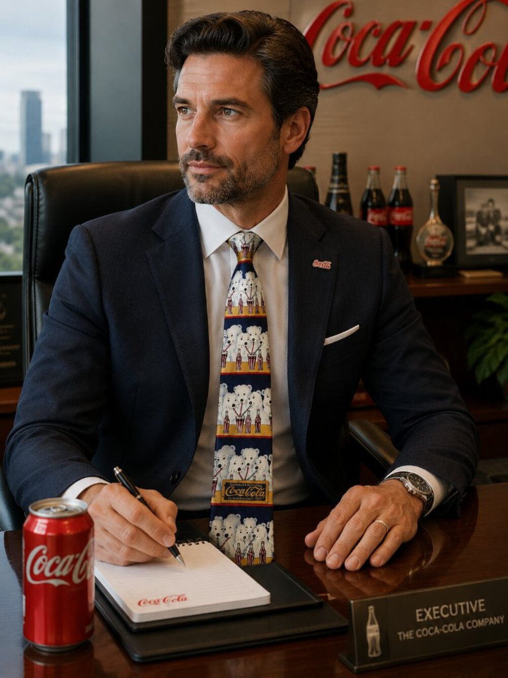 Coca-Cola Polar Bear 100% Silk Novelty Necktie Vintage Coke Collectible Tie
